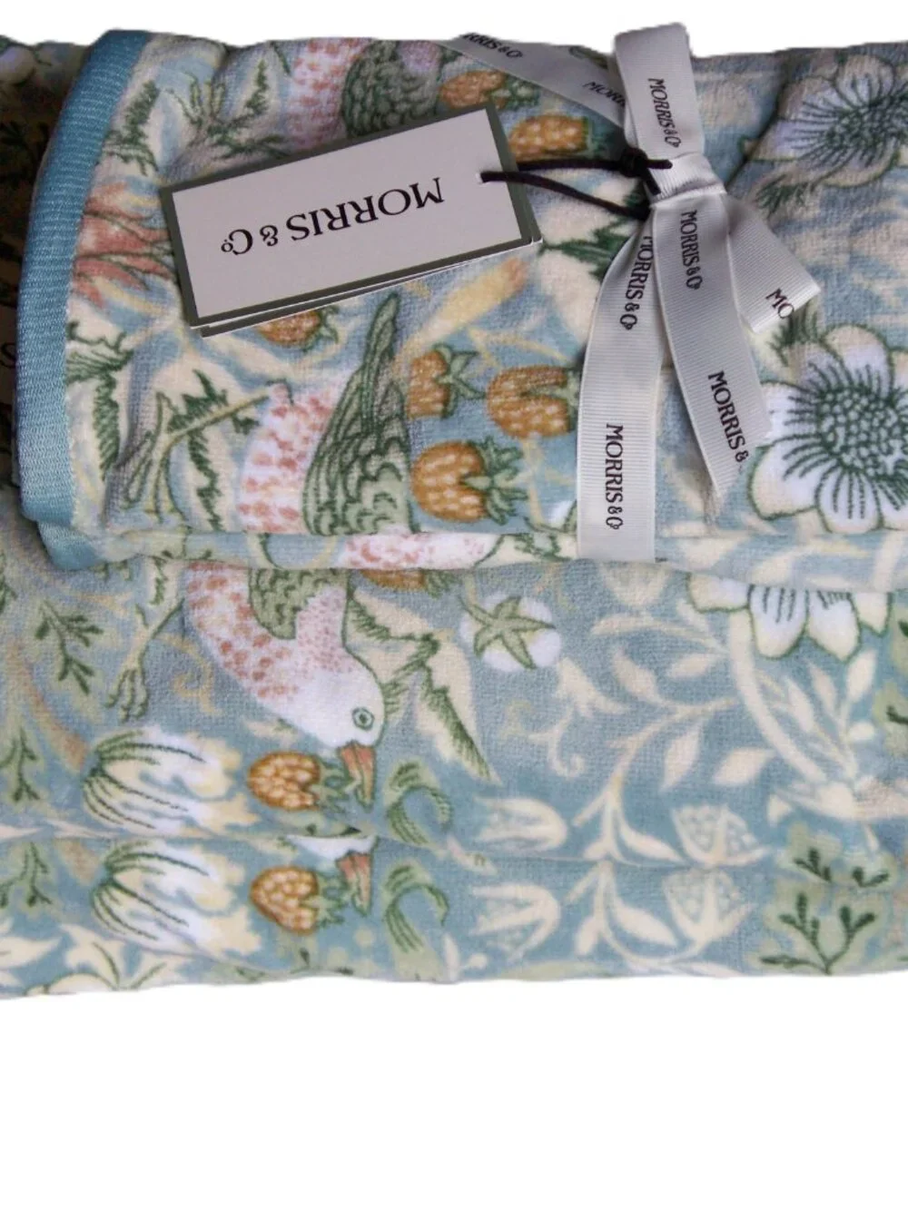 Morris & Co.  STRAWBERRY THIEF 4 Pc Bath Towel Set 2 Bath 2 Hand Cotton NWT